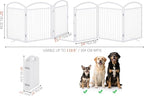 Folding Pet Fence 144" Wide, 32" Tall,Freestanding Dog Gate with Door,White | 6 Panels No-Assembly Metal Pet Fence Walk Through,Extra Accordion Puppy Folding Playpen for Doorways, Stairs,House