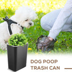 Jingmore Dog Poop Trash Can Outside 2.64 Gal/10 L Plant Styled Dog Waste Trash Can with Lid 50 Waste Bags Outdoor Indoor Poop Container Slim Garbage Bin for Yard Garden Pet (Black)