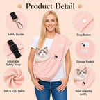Ice Silk Dog Sling Carrier, Adjustable Safety Strap | Breathable & lightweight, fits pets up to 10 lbs,Secure buckle closure, hands-free design,Great for daily walks & travel,Pink