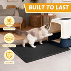 Pieviev Kitty Litter Mat, Double-Layer Waterproof Design, 30" x 24" Black | Honeycomb Litter Box Mat Catches Scattered Particles to Stop Tracking, Urineproof Base protects Floors, Easy to Clean