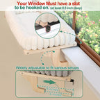 Zakkart SnugCloud Cat Window Perch with 4-Sided Bolster - Large Cat Hammock for Window Sill - Solid Hardwood & Metal Frame - Window Seat for Pets (Natural Color Wood w/Gray Bed, Large)