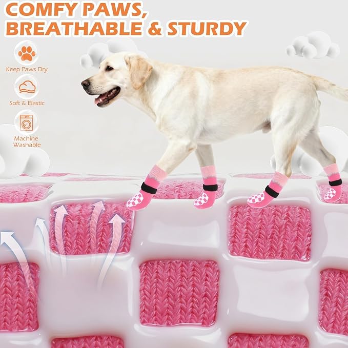 EXPAWLORER Dog Socks to Prevent Licking Paws with Grippers for Hot Pavement | For Hardwood Floors Anti Slip, Reflective Dog Boots & Paw Protectors Shoes Booties with for Senior Small Medium Large Dogs XS
