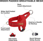 BEAUTYZOO No Pull Dog Harness Medium Sized Dog, Breathable Mesh Padded Dog Harness and Leash Set, Adjustable Reflective Escape Proof Dog Vest Harnessss Quick Fit for Training Walking, Red M