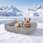 Cooling Dog Bed for Small Medium Dogs - Reversible Design (Ice‑Silk Cooling Layer | Sherpa Fleece Layer), Washable Dog Cooling Mat for Crates, Beds, Sofas 20" × 14"