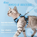 rabbitgoo Cat Harness and Leash Set, Escape Proof Vest, Light Blue | Soft Breathable Mesh, Easy Adjustable Fit, Snap Buckles, Sturdy Clip, Reflective Strips, for Kittens & Small Cats Walks, Xxs