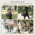 Petsfit Small Double Expandable Cat Carrier for Kittens and Air Travel | 16 x 10 x 9 in; sized for Alaska Airlines, with locking zippers, an interior safety tether and multi-side ventilation.