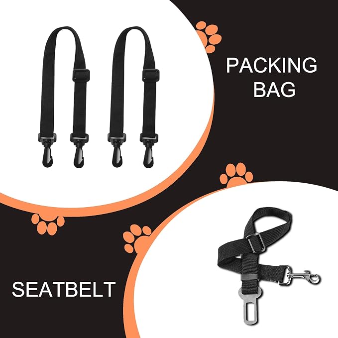 Femuar Dog Car Seat Cover, Waterproof Nonslip Pet Seat Cover for Back Seat with Storage Pockets Mesh Visual Window, Heavy Duty Scratchproof Pet Dog Seat Cover Hammock for Cars Trucks and SUVs