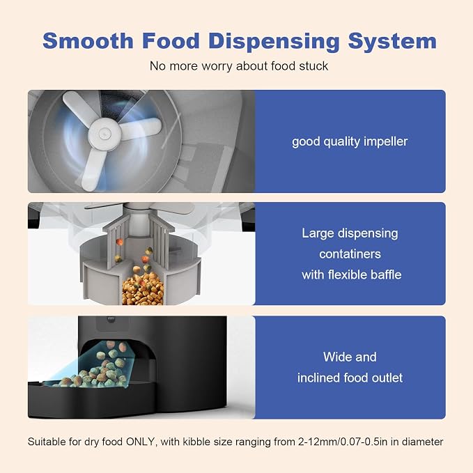 2.4G/5G Automatic Cat Feeder, 4L WiFi Food Dispenser with 10s Voice Recorder, Pet Feeder up to 10 Meals per Day, Timed Cat Feeder with Dry Food Sealed Ring