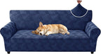 ZNSAYOTX Stretch Couch Covers for 3 Cushion Couch, 1-Piece Sofa Cover Slipcover Pet Friendly, Furniture Protector with Elastic Bottom for Dogs Geometrical Jacquard Fabric (Large, Navy Blue)