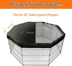PJYuCien Playpen Top Cover for 24'' Width 8 Panel Pen, Black | More Peace of Mind, More Safe, and Reduce Mess, Suitable for Puppy, Duck, and Other Small Animals,Adhesive Tape Connect