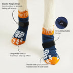 PUPTECK Anti-Slip Dog Socks with Double Sides Grips for Small Medium Large Dogs Hardwood Floors Prevents Licking, Dog Shoes for Hot Pavement Traction Control for Senior Dogs, Dark Blue, XL