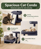 68 Inches Heavy Duty Cat Tree for Indoor Cat, Big Cat Tower | Cat Houses & Tree Tower with 2 Condos, Sisal Scratching Posts & Large Platform for Indoor Cats Large Adult, Dark Grey