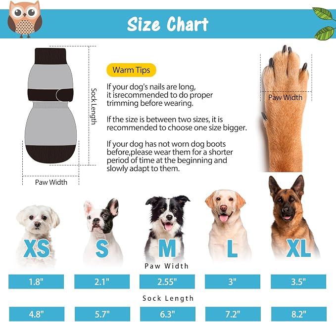 SCENEREAL Anti Slip Dog Sock to Prevent Licking Paws for Hardwood Floors, Boots & Paw Protector Shoes for Hot/Cold Pavement with Grippers, Double Sides Grips for Small Medium Large Senior Dogs