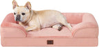 EHEYCIGA Orthopedic Small Dog Bed, Waterproof Memory Foam Washable Pet Beds | Non-Slip Bottom and Egg-Crate Foam Medium Pet Couch Bed with Washable Removable Cover, Dusty Pink