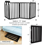 Dog Gate Indoor, Freestanding Dog Fence for The House, Doorways, Hallways,or Stairs,Pet Gate Foldable Wooden,Expandable 32" Height 4 Panels,Black