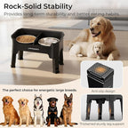 URPOWER Mess Proof Elevated Dog Bowls, Splash Guard Raised Bowl Stand | 4 Height Adjustable Raised Stand with 2 Stainless Steel Food Bowls & Licking Plate for Small, Medium & Large Dogs