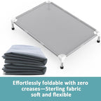 Elevated Dog Bed with Teslin Cooling Fabric - Dog Cot for Large Dogs | 0.5mm Heavy-Duty Stainless Steel Frame, Waterproof & Washable Mesh, Indoor & Outdoor Use, Anti-Slip Feet, Easy Clean