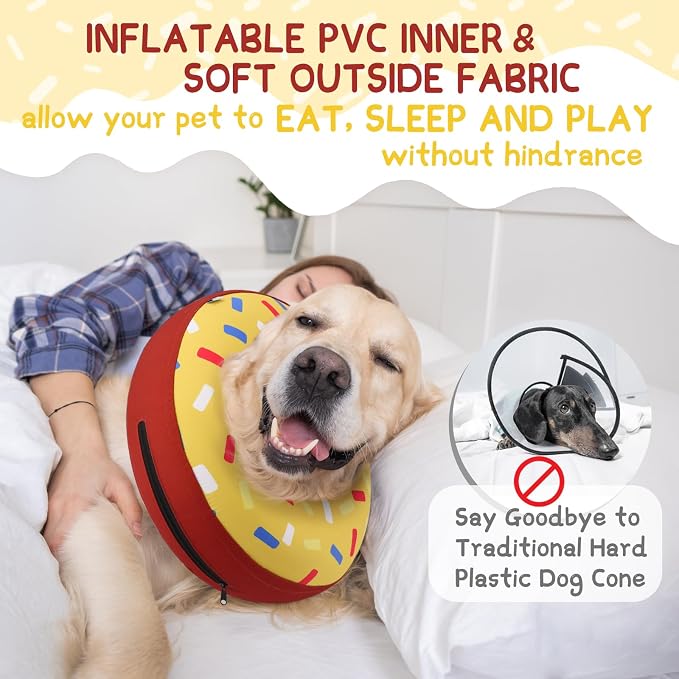 Supet Inflatable Dog Cone Collar for Small Dogs Puppies Cats, Soft Dog Cone Alternative After Surgery for Puppies Cats to Stop Licking