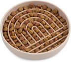 Slow Feeder Dog Bowls - Small Size Silicone Slow Eating Dog Bowl for Puppies & Dogs with Suction Cup -Dishwasher-Safe, Lick Mat Design, Reduces Gulping, for All Breeds, 6”x1.25”- Tan