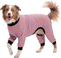 LovinPet Large Dog Pajamas, Cotton Multicolor Stripe Big Dog Shirt, Stop Shedding for Dogs, Full Body Dog Onesie, Pet Pajamas for Dogs, Pet PJ's, M