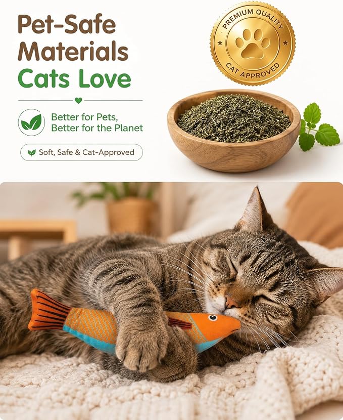 Cat Tunnel Bed with 2 Catnip Fish Toys (1000mg Natural Catnip) Interactive Cat Toys, Cat Tubewith Kitten Toys for Indoor Kittens, Collapsible Play Tunnel, Dark Grey