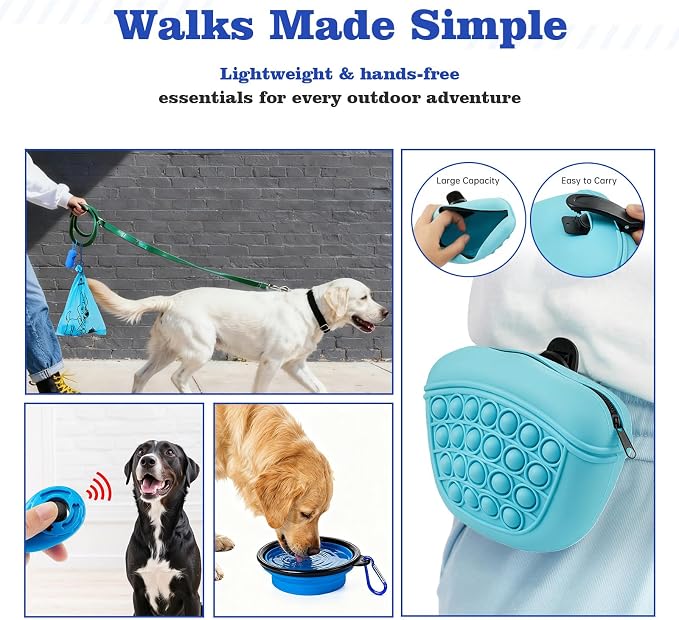 Puppy Supplies Starter Kit, Blue Puppy Essentials for Small Dogs | Bowls, toys, toothbrush, treat pouch and more in one pink puppy kit; ideal welcome home gift for small dogs and new puppies