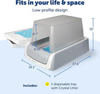 PetSafe ScoopFree Crystal Pro Legacy Front-Entry Self-Cleaning Litter Box | Hands-Free Automatic Cleaning, Advanced Odor Control, Health Counter Display, Includes 1 Disposable Crystal Litter Tray