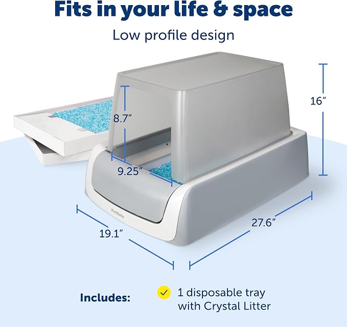 PetSafe ScoopFree Crystal Pro Legacy Front-Entry Self-Cleaning Litter Box | Hands-Free Automatic Cleaning, Advanced Odor Control, Health Counter Display, Includes 1 Disposable Crystal Litter Tray
