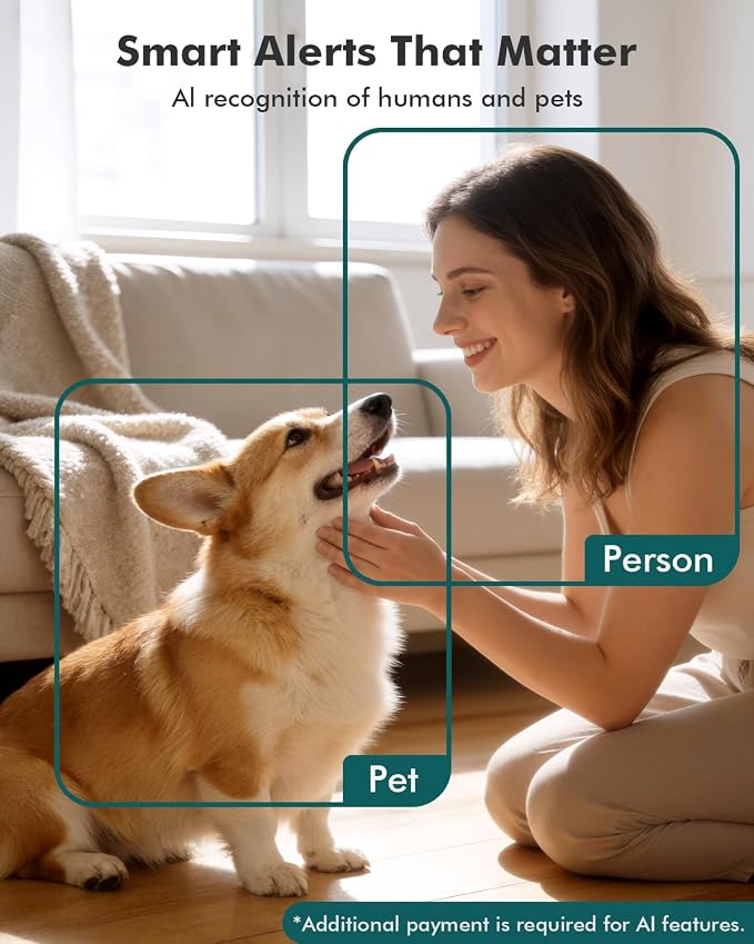 Dzees 2K Indoor Security Cameras, 360° WiFi Pet Camera, 2-Pack | Phone app, 5GHz and 2.4GHz WiFi, wired design, 2-way audio, motion tracking, night vision