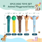 Nocciola Dog Squeak Toys 5pcs, Dog Toys to Keep Them Busy for Aggressive Chewers, Hide and Seek Crinkle Dog Toy for Large Dogs, Long Face Wild Animals Playground Series