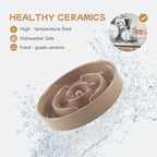 Havniva Elevated Slow Feeder Dog Bowls, Ceramic Dog Bowl Slow Feeder Set | 0.9 Cups Raised Slow Feeding Bowl for Small Breed, 6.1” Dog Water Bowl with Wooden Stand, Puzzle Dog Slow Feeder, Non-slip