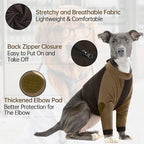 Lelepet Dog Recovery Sleeve for Wounds Front Legs, Stop Licking Dog Shirt | Elbow Protector for Leg Injuries Shoulder Wounds After Surgery Male Female,Zippered Long-Sleeved Shirt Cone Alternative S-3XL