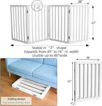 Dog Gate Indoor, Freestanding Dog Fence for The House, Doorways, Hallways,or Stairs,Pet Gate Foldable Wooden,Expandable 32" Height 4 Panels,White