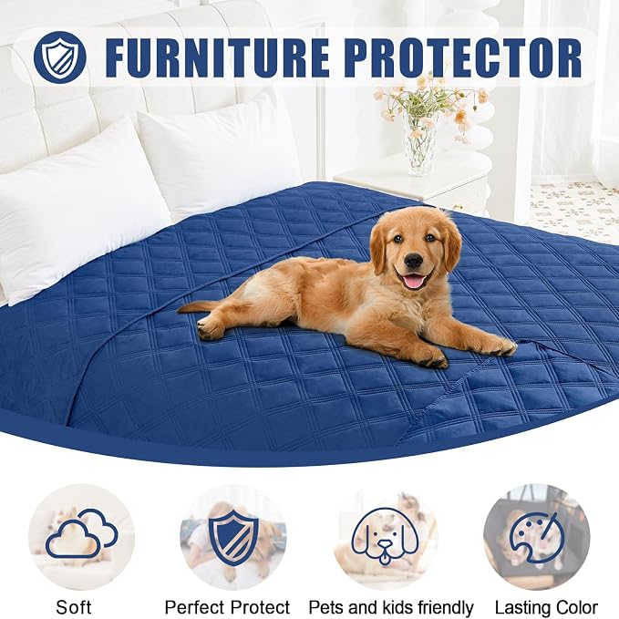 Smiry Waterproof Dog Bed Cover, Reversible Pet Blanket for Sofa Couch | Soft Washable Dog Blanket, Leakproof Couch Cover for Dogs Cats & Furniture Protection, 40x80, Navy/Navy