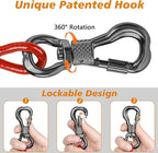 XiaZ Dog Tie Out Cable, Heavy Duty Dog Chains for Outside with Lockable Hook, Pet Runner Cable Leads for Yard, Dogs Line Tether for Small Medium Dogs Up to 250 LBS (50FT, Red)