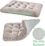 POMIU 2-Pack Washable Dog Bed, Deluxe Plush Crate Beds with Anti-Slip, Machine Washable Kennel Pad Sleeping Mat for Large, Medium and Small Dogs (2 Pack x Grey, 23.0" L x 18.0" W x 3.0" Th)