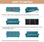 ZNSAYOTX Stretch Couch Covers for 2 Cushion Couch, 1-Piece Loveseat Covers Sofa Slipcover, Furniture Protector with Elastic Bottom for Dogs Geometrical Jacquard Fabric (Medium, Peacock Blue)