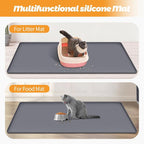 Cat Litter Mat for Litter Box 51"x25.6" Extra Large Silicone Mat,Light Grey | Waterproof Non-Slip Litter Box Mat with Raised Edges, Cat Litter Trapping Mat for Pet, Cat Litter Rug for Floor
