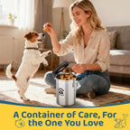 ENONCI Airtight Dog Treat Canister, 304 Stainless Steel Food Storage Jar with Date Dial Silver-1.5L