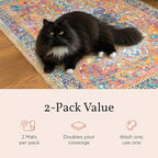 Lovewag Cat Litter Mat, Litter Box Mat, Indigo Garden, 36x48, 2 Pack | Washable litter mat cover, kitty litter mat & cat mat for litter box, litter trapping mat, prevents tracking, multi-cat