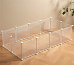 LURIVA Transparent Clear Small Animal Playpen, Guinea Pig Cages, Puppy Dog Playpen, Pet Playpen, Rabbit Bunny Indoor Fence Pen Enclosure, White Clear Plastic Playpen,12X12 Inch, 12Panels