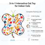 Interactive Cat Toys for Indoor Cats, 3 in 1 Hide and Seek Cat Toy with Moving Feather and Fluttering Butterfly, Rechargeable Touch Activated Automatic Kitten Toy, Squeaky Sound, 3 Modes