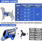 Service Dog Vest Harness and Leash Set+10 Patches,Easy Walk Blue XL | No Pull&Adjustable Reflective Dog Harness Large Sized,Dog Leash with 2 Soft Padded Handles,for Training Hiking Walking