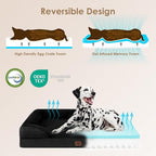 EHEYCIGA Orthopedic Extra Large Dog Bed, Waterproof Washable XL Pet Bed 44" | Non-Slip Bottom and Egg-Crate Memory Foam Big Dog Couch Bed with Washable Removable Cover, Black, 44Inch