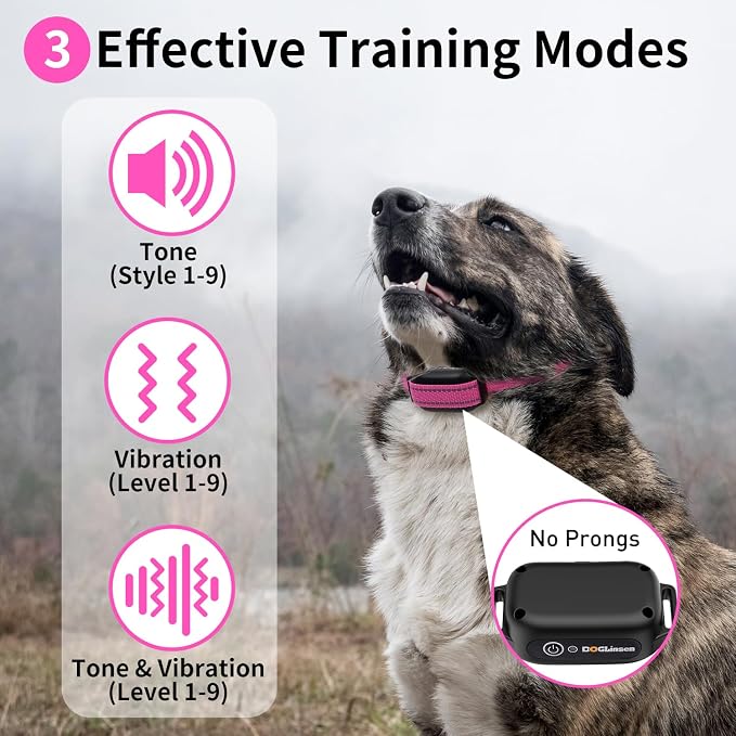 No Shock Dog Training Collar with Remote 3300ft Range | Vibrating Dog Collar, Vibration Collar for Small Medium Large Dogs, 9 Style Tones and Vibration Collar