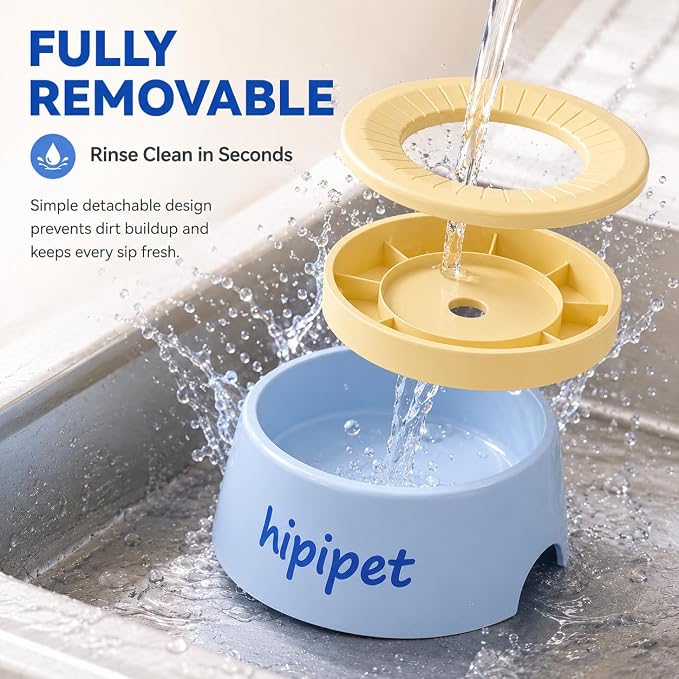 Dog Water Bowl No Spill with Floating Disk,Floating Pet Water Bowl for Dogs and Cats, for Travel and Home (Blue+Yellow(1200ml))