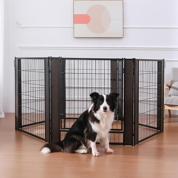 Furniture Style Dog Playpen 32" H, 2 Panels, Black | Indoor/Outdoor Use, Heavy-duty Metal, DIY Layouts, Easy Access, For Small & Medium Dogs, Easy setup