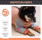 FUAMEY Dog Recovery Sleeve with Elbow Protector, Orange Stripes, L | Stop Licking Joints, Long Sleeve Suit, Protecting Front Leg Arm Wounds, Cover Skin Conditions,Alternative to Cone