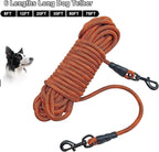 BTINESFUL 75ft Dog Tie Out Long Tether Rope Leash, 8/12/20/30/50ft Dog Lead | Yard Dog Leash for Large Medium Dogs Outdoor Training, Playing, Camping, or Backyard (75ft, Orange Black)