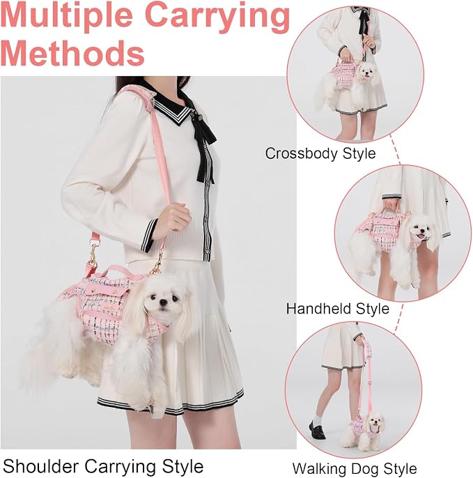 Wakytu Dog Lift Harness Dog Carrier Sling for Small Dogs & Cats,XS | stylish puppy sling carrier with handle & pocket,adjustable leash,walking & travel